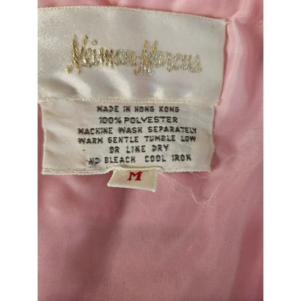 Neiman Marcus Pink Quilted Jacket Sz M Vintage Floral Pattern - Picture 7 of 7